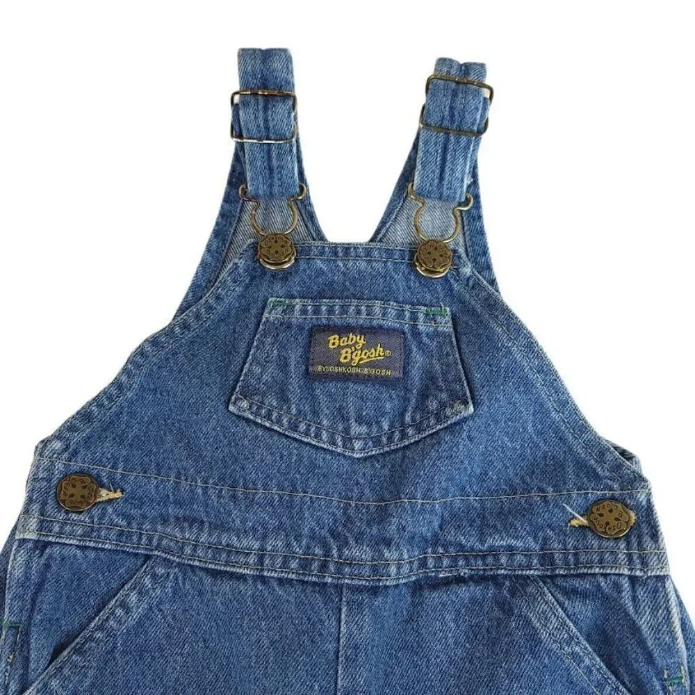 OshKosh Baby B'Gosh Denim Overalls Vintage 80s Carpenter Style Vestbak Size 18M